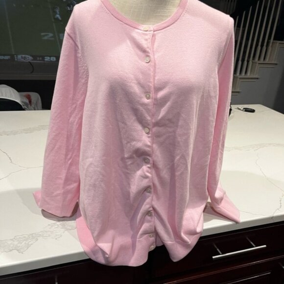 Lands' End Women's Light Pink Button-Up Cardigan 2X - Picture 1 of 6